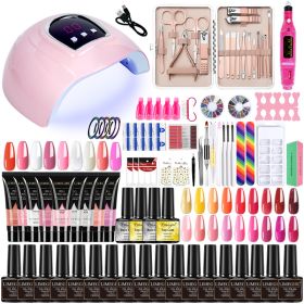 Nail Set Gel Nail Polish Set With UV LED Lamp Dryer Semi Permanent Gel Varnish Set Professional Nail Art Tools Kit Manicure Set (Type: ZH282-4)