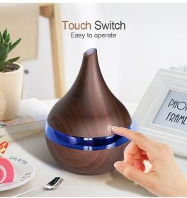 EQS - LED Essential Oil Diffuser (Color: Deep wood grain)